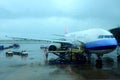 Airplanes behind a foggy glass