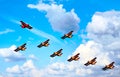 Airplanes, blue sky, abstract - in opposition Royalty Free Stock Photo