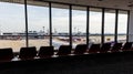 Airplanes connected to jetway at Don Muang international airport