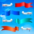 Airplanes Flags Banners Realistic Royalty Free Stock Photo