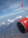 Airplanes in flight during a high-flying air show.