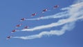 Airplanes formation during acrobatic performance at Airshow