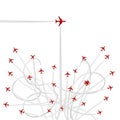 Airplanes in formation against a white background with trails Royalty Free Stock Photo