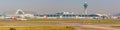 Airplanes at Guangzhou Baiyun Airport in China Panorama