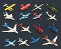 Airplanes Helicopters Isometric Icons