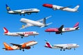 Airplanes Low-Cost Airlines from Europe Ryanair Eurowings Easyjet Lauda Royalty Free Stock Photo