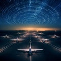 Airplanes in Night Sky