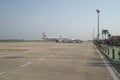 Airplanes parking at Siem Reap International Airport tarmac in the morning Royalty Free Stock Photo