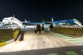 Airplanes parking at Siem Reap International Airport tarmac in the night Royalty Free Stock Photo