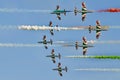 Airplanes performing on an airshow. two groups passing in opposite direction..jesolo di Lido, Italy - 15/08/2014