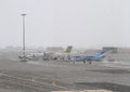 Airplanes on Prague airport Royalty Free Stock Photo