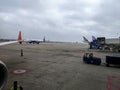 Airplanes on the runway in Bangalore Kempegowda airport.