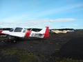 Airplanes, Scottish Aviation Bulldog G-BHXB, aircraft Miles Messenger G-AKBO parked on yard