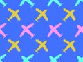 Airplanes seamless pattern. Airplane with turbines and propellers on a blue background. Aircraft design for posters, banners