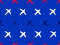 Airplanes seamless pattern. Outlines of aircraft with turbines and propellers in the colors of the US flag. Aircraft design