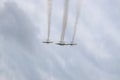 Airplanes show in the sky at Hangariada aeronautical festival in Iasi