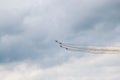 Airplanes show in the sky at Hangariada aeronautical festival in Iasi