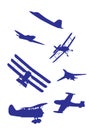 Airplanes silhouettes vector set.