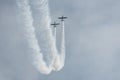 Airplanes in the sky on a cloudy day Royalty Free Stock Photo