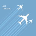 Airplanes takeoff in the sky with trace - aviation