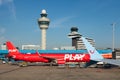 Airplanes waiting at gate for boarding passengers Royalty Free Stock Photo