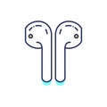 Airpods color line icon. Wireless headphones. Pictogram for web page, mobile app, promo
