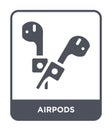 airpods icon in trendy design style. airpods icon isolated on white background. airpods vector icon simple and modern flat symbol