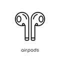 Airpods icon. Trendy modern flat linear vector Airpods icon on w Royalty Free Stock Photo