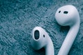 Airpods, wireless bluetooth earbuds created by Apple Royalty Free Stock Photo