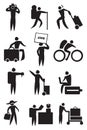 Airport Activities and Travel Icon Set in Black and White