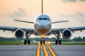 Airport Adventures: Witnessing a Commercial Airplane in Action from the Front Royalty Free Stock Photo