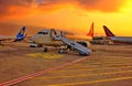 Airport with air liners in Turkey in the city of Istanbul Royalty Free Stock Photo