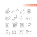 Airport, airline and airplane line vector icon set