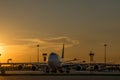 Airport airliner at  with control tower Royalty Free Stock Photo