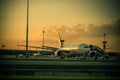 Airport airliner at  with control tower Royalty Free Stock Photo