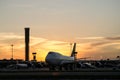 Airport airliner at  with control tower Royalty Free Stock Photo