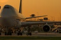 Airport airliner at  with control tower Royalty Free Stock Photo