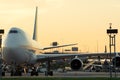 Airport airliner at  with control tower Royalty Free Stock Photo