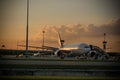 Airport airliner at  with control tower Royalty Free Stock Photo