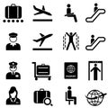 Airport and airplane travel web icon set