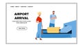 Airport Arrival Passengers Waiting Baggage Vector Illustration