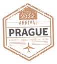 Airport arrival stamp. International travel passport label