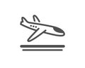 Airport arrivals plane icon. Airplane landing sign. Vector