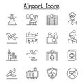 Airport, aviation icon set in thin line style Royalty Free Stock Photo