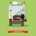 Airport baggage check vector illustration in flat style. Royalty Free Stock Photo