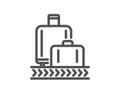 Airport baggage reclaim line icon. Airplane luggage lane sign. Vector