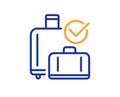 Airport baggage reclaim line icon. Airplane luggage sign. Vector