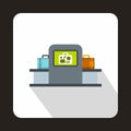 Airport baggage security scanner icon, flat style