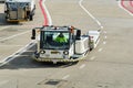 Airport baggage tractor at Amsterdam Airport Schiphol