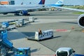 Airport baggage tractor at Amsterdam Airport Schiphol